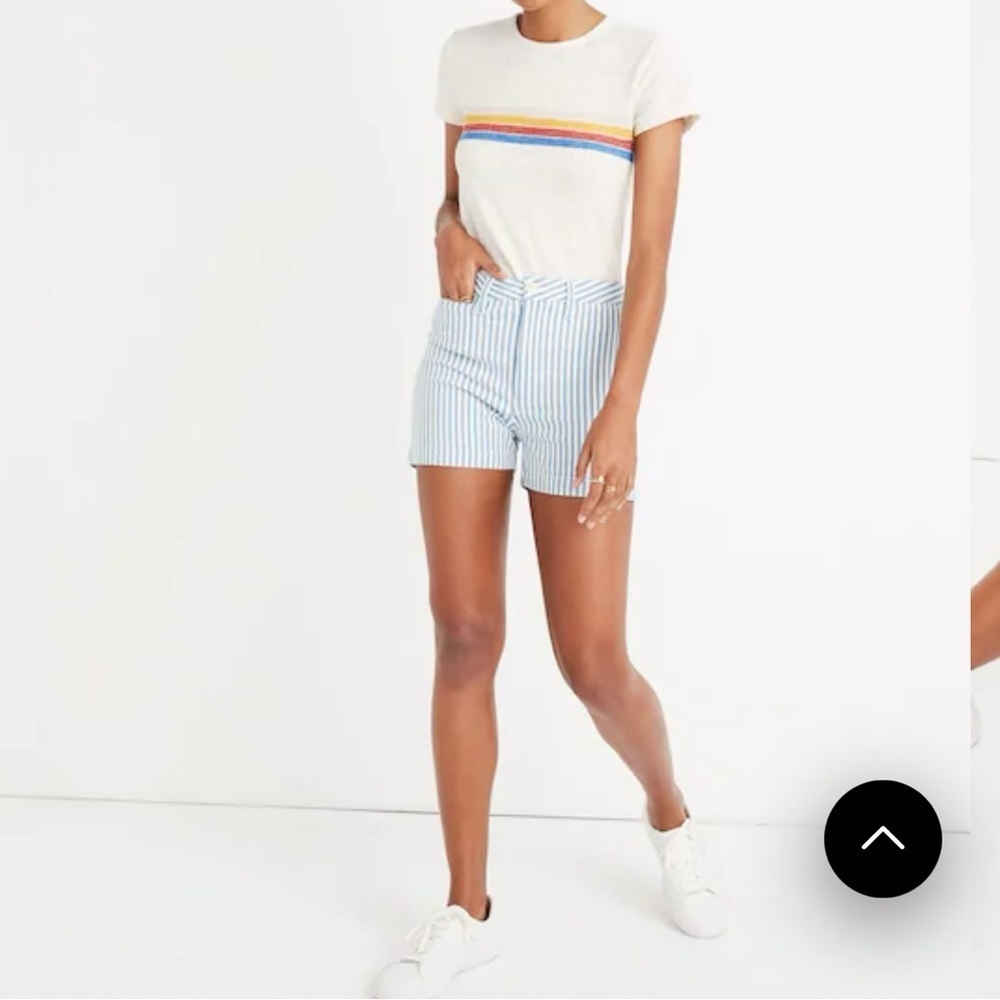 Madewell Blue Striped High Waist Shorts